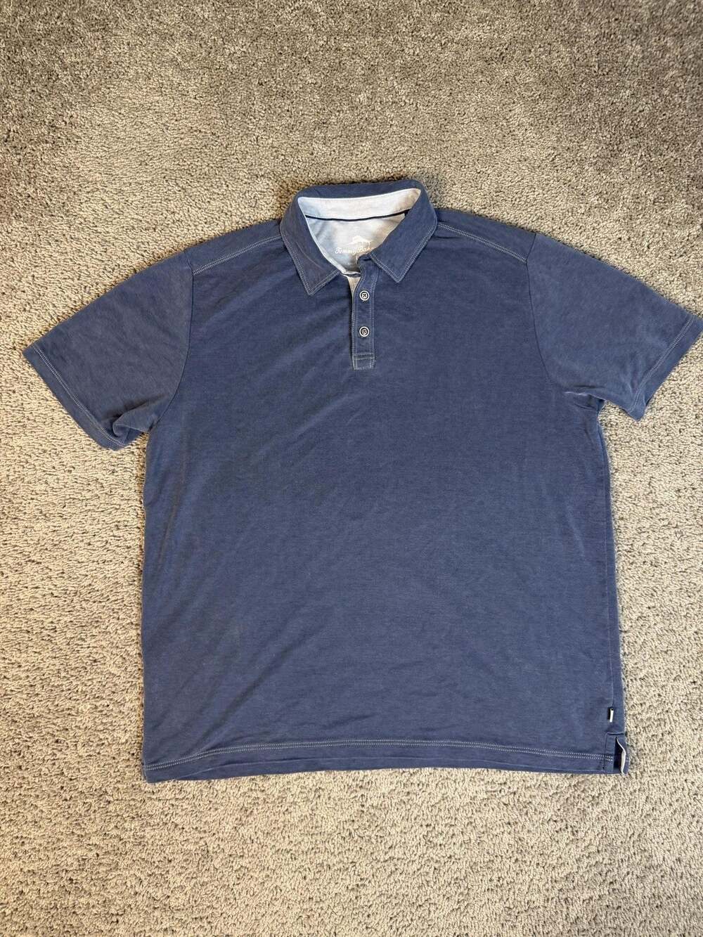 Tommy Bahama Polo Shirt Mens L Blue Short Sleeve Lyocell Polyester Collared